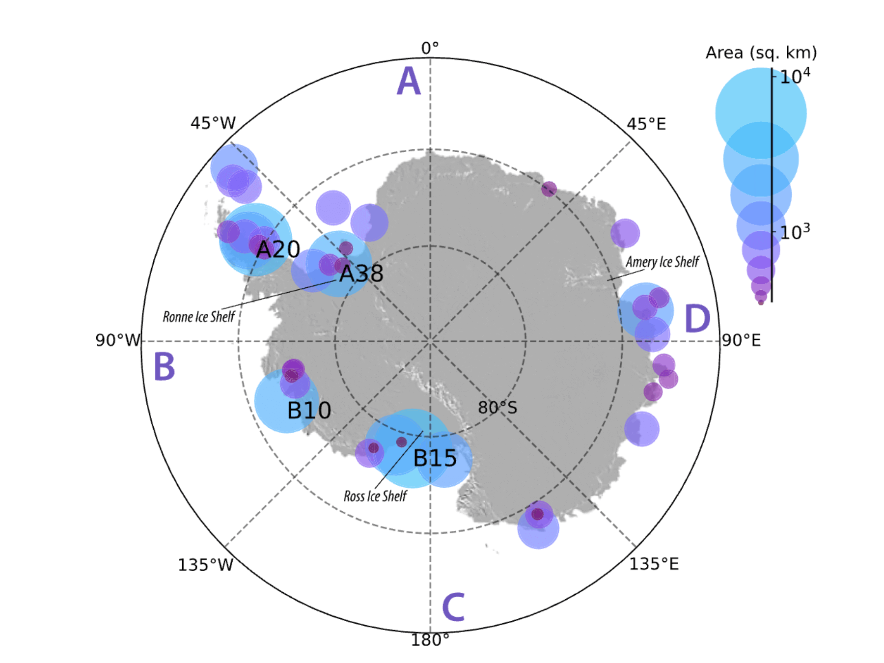 Researchers Find No Increase in Size of Giant Antarctic Icebergs Over 47 Years